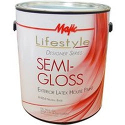 Majic Paints 8-1854-1 Latex Paint, Semi-Gloss, Neutral Base, 1 gal, Can, Resists: Blister, Dirt, Peel, Stain
