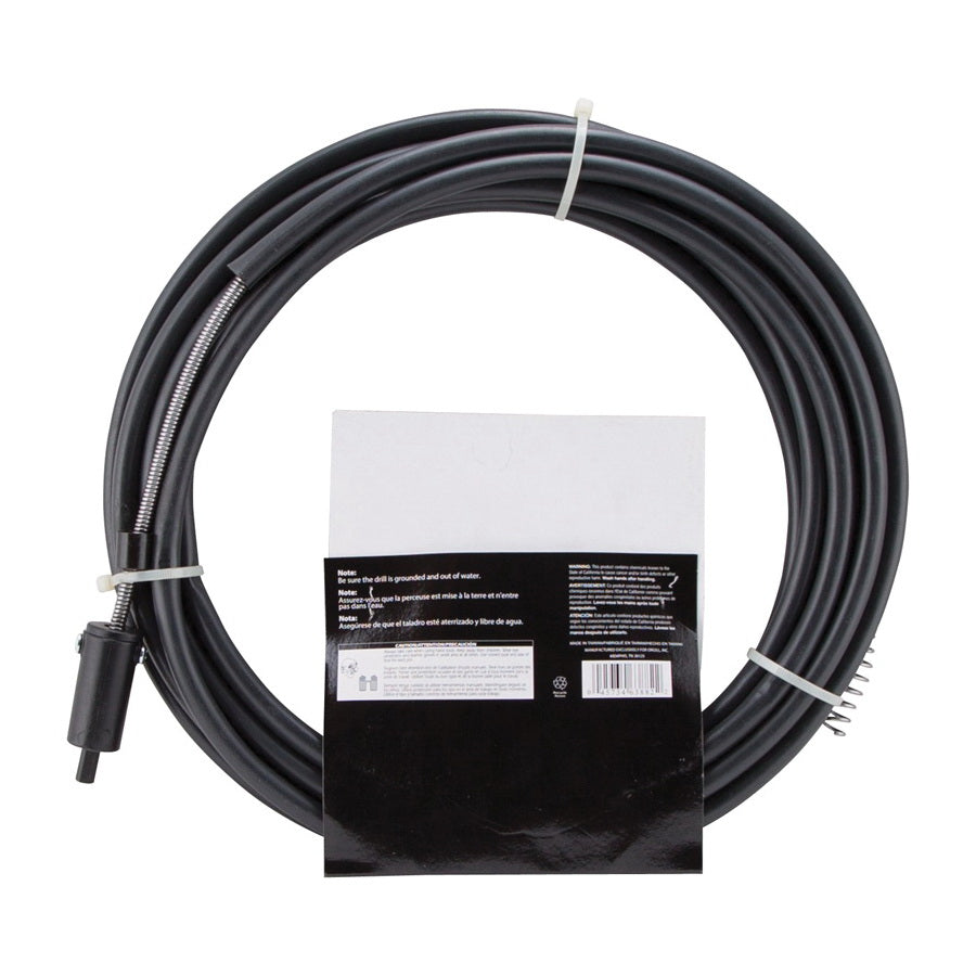 Prosource DC00001-25 Power Drain Snake, 1/4 in Dia Cable, 25 ft L Cable