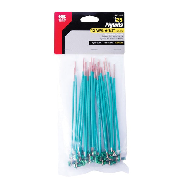 GB GGP-1261 Grounding Pigtail, 12 AWG Wire, Copper, Green
