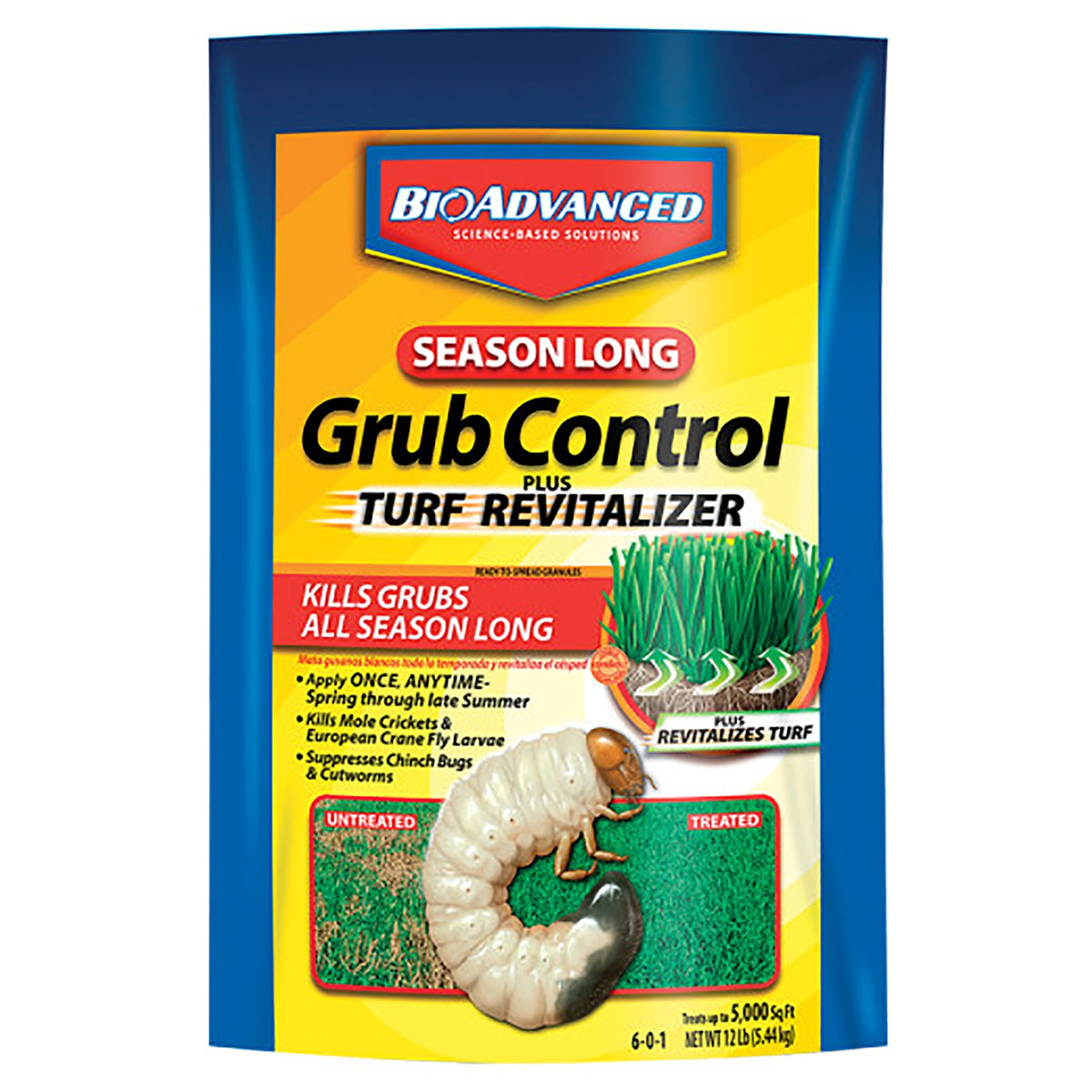 BioAdvanced 700710S Grub Killer Plus Turf Revitalizer, Granular, Spreader Application, 12 lb Bag
