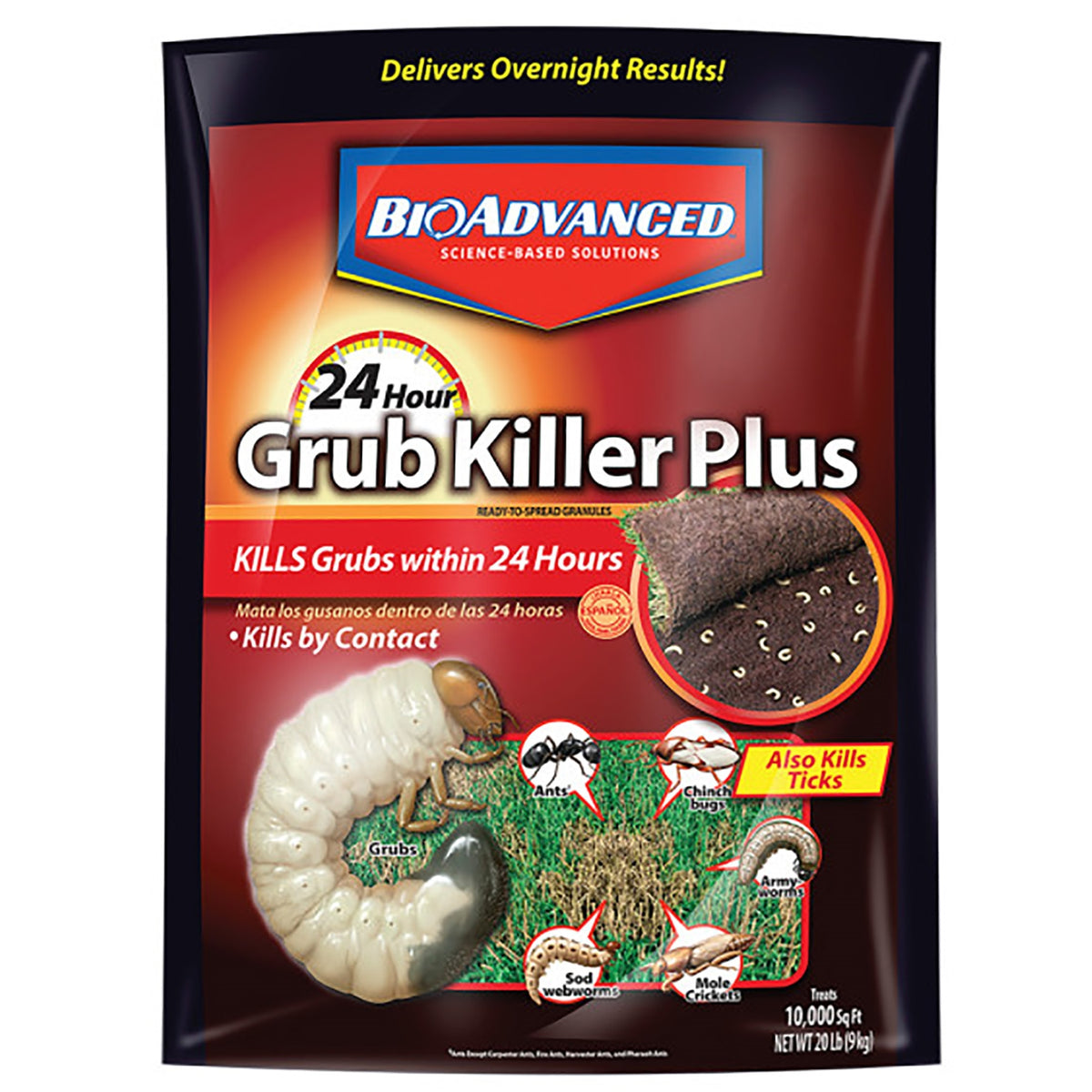 BioAdvanced 700745S Grub Killer, Granular, Spreader Application, 20 lb Bag