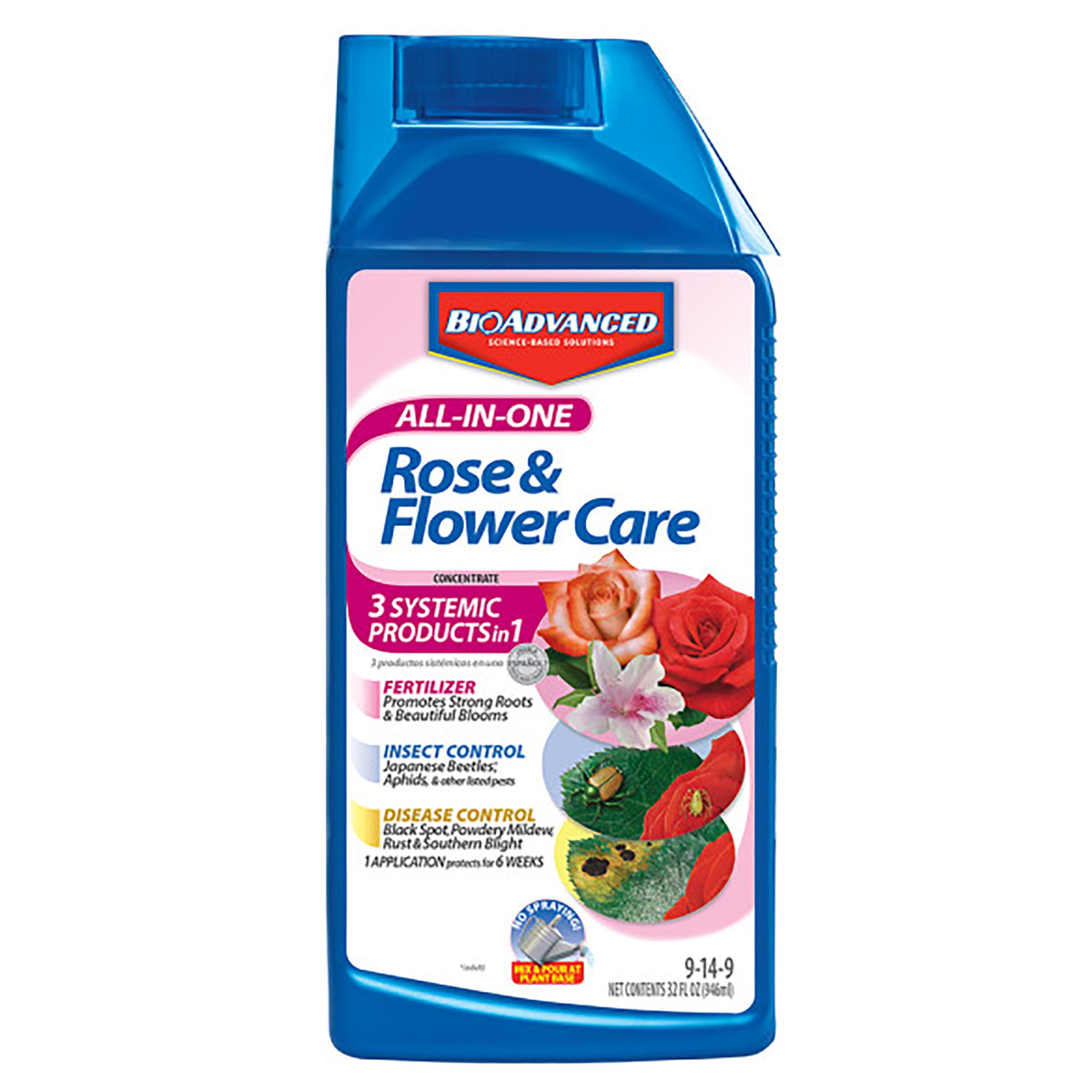 BioAdvanced 701260B Rose and Flower Care, Liquid, Spray Application, 32 oz Bottle
