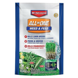 BioAdvanced 704418S Weed and Feed, 24 lb Bag, Liquid, 22-0-4 N-P-K Ratio