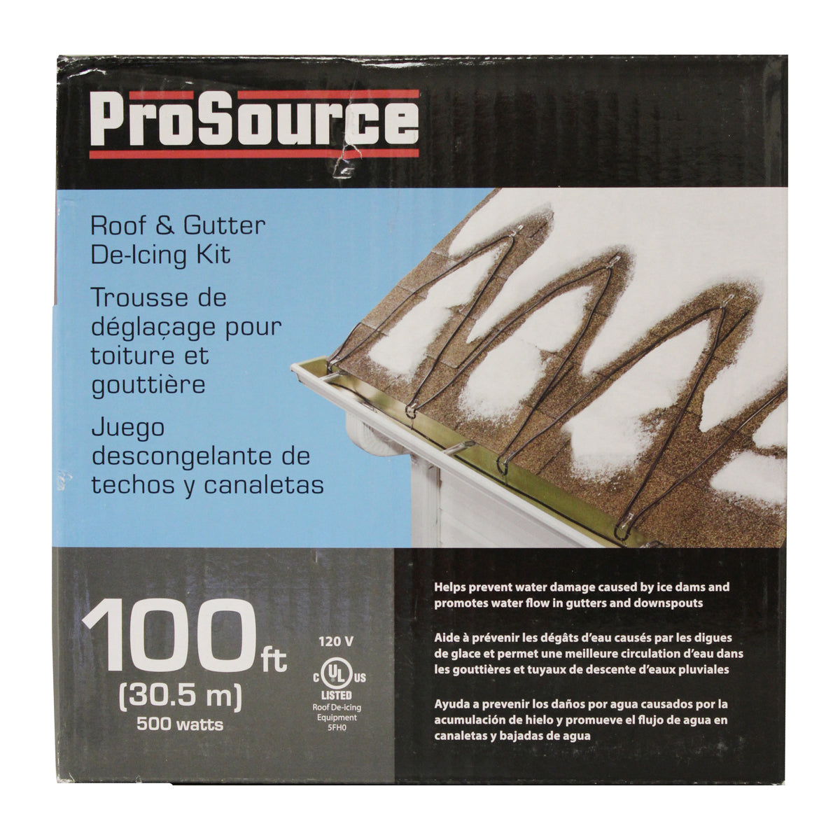 ProSource ORRHC100 Roof and Gutter De-Icing Cable Kit, 100 ft L, 3-Conductor, 500 W