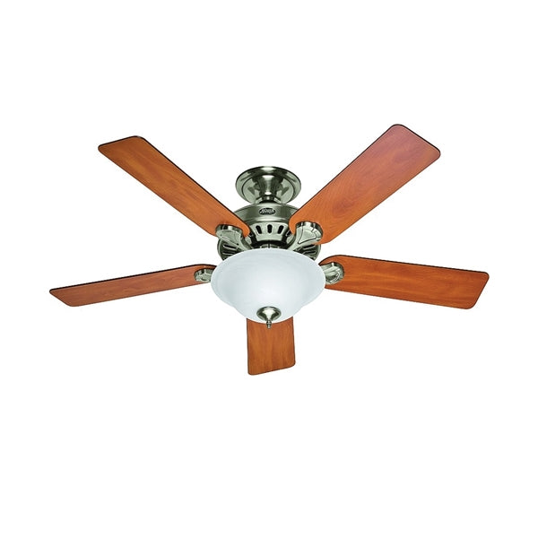 Hunter 53249/28723 Ceiling Fan, 5-Blade, Blackened Rosewood/Chestnut Blade, 52 in Sweep, 3-Speed, With Lights: Yes