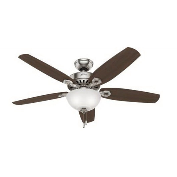 Hunter 53090 Ceiling Fan, 5-Blade, Brazilian Cherry/Stained Oak Blade, 52 in Sweep, 3-Speed, With Lights: Yes