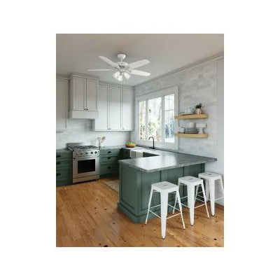 Hunter 53236 Ceiling Fan, 5-Blade, Snow White Blade, 52 in Sweep, 3-Speed, With Lights: Yes