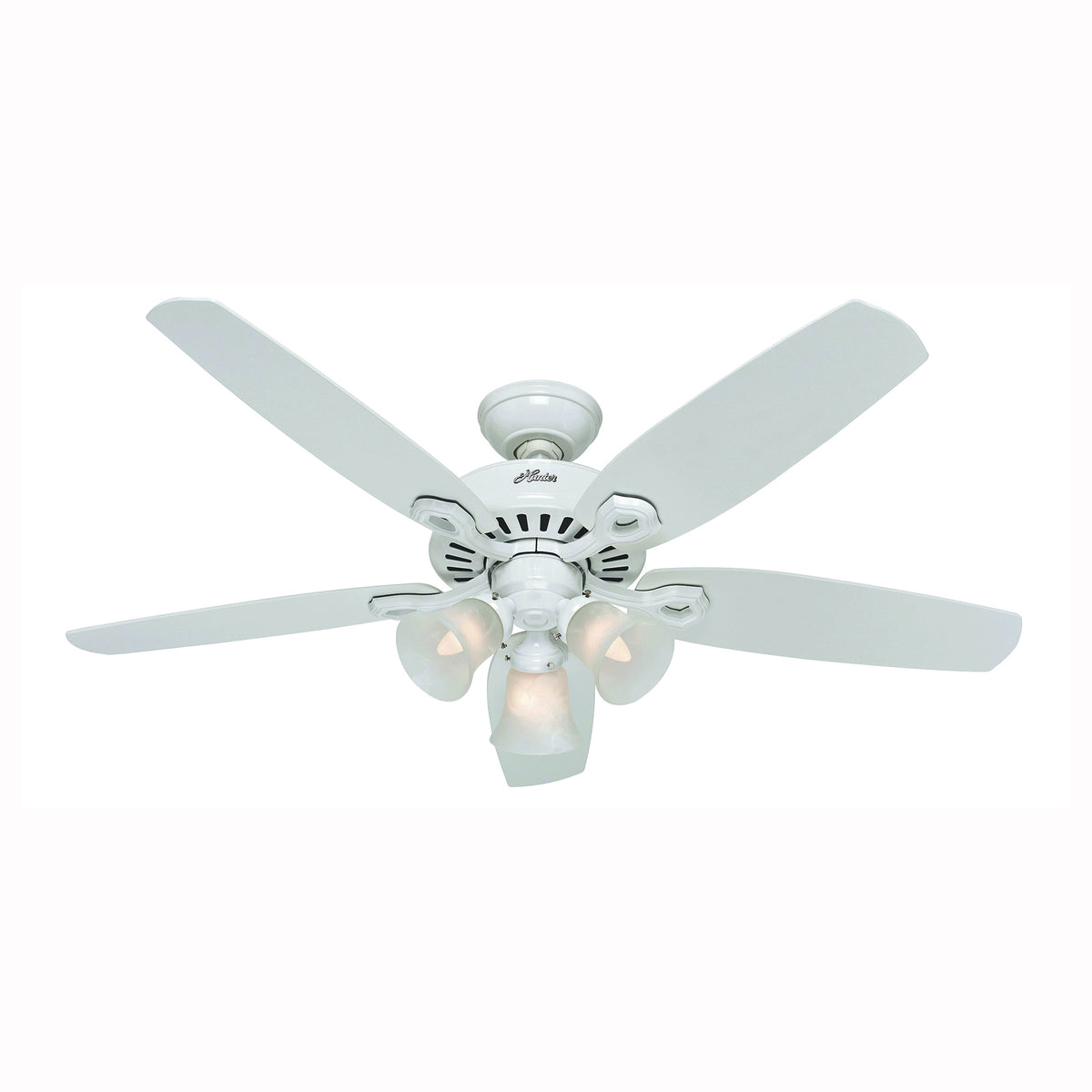 Hunter 53236 Ceiling Fan, 5-Blade, Snow White Blade, 52 in Sweep, 3-Speed, With Lights: Yes