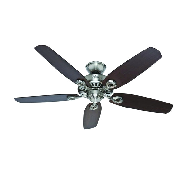 Hunter Builder Elite Series 53241 Ceiling Fan, 5-Blade, Brazilian Cherry/Harvest Mahogany Blade, 52 in Sweep, 3-Speed