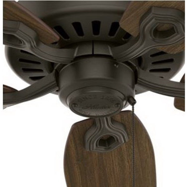 Hunter Builder Elite Series 53242 Ceiling Fan, 5-Blade, Brazilian Cherry/Harvest Mahogany Blade, 52 in Sweep, 3-Speed