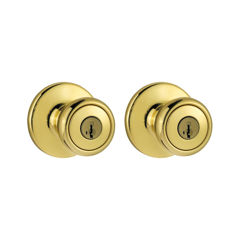 Kwikset 243T3CP6ALK2 Deadbolt and Entry Lockset, 3 Grade, Keyed Alike Key, Polished Brass, 2-3/8 x 2-3/4 in Backset