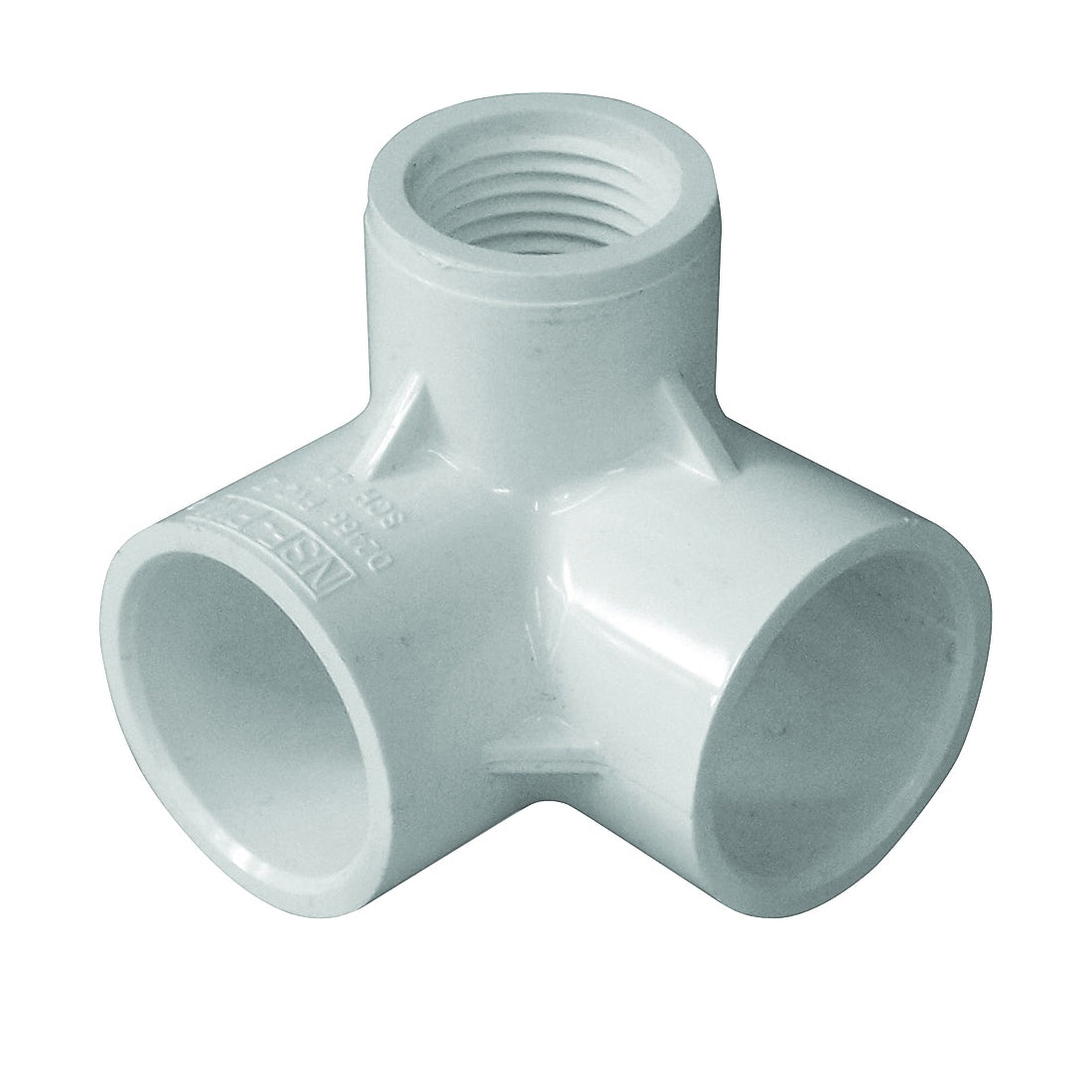 GENOVA 300 Series 33175 Pipe Elbow with Side Inlet, 3/4 x 1/2 in, Slip x FIP, 90 deg Angle, PVC, White, SCH 40 Schedule