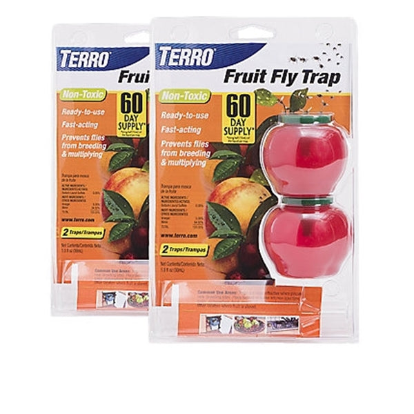 TERRO T2502 Fruit Fly Trap, Liquid, Vinegar, 2 Pack