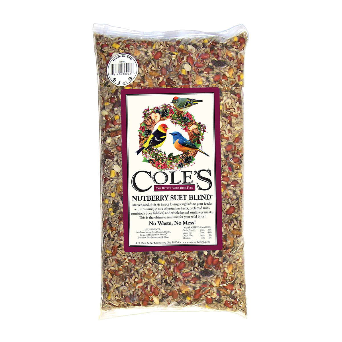 Cole&#39;s Nutberry Suet Blend NB10 Blended Bird Seed, 10 lb Bag