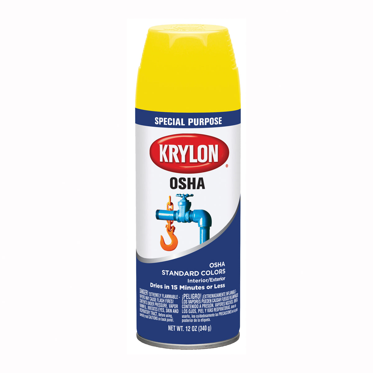 Krylon K01813007 Safety Spray Paint, Gloss, Safety Yellow, Can