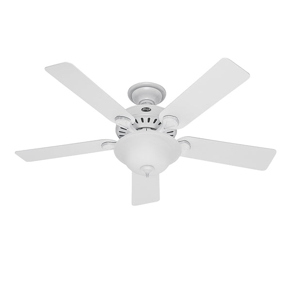 Hunter 53251/28722 Ceiling Fan, 5-Blade, Beech/White Blade, 52 in Sweep, 3-Speed, With Lights: Yes