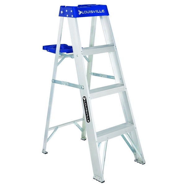 Louisville AS2104 Step Ladder, 4 ft H, Type I Duty Rating, Aluminum, 250 lb