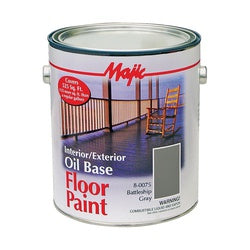 Majic Paints 8-0075-1 Floor Paint, Medium-Gloss, Battleship Gray, 1 gal, Pail, Oil Base