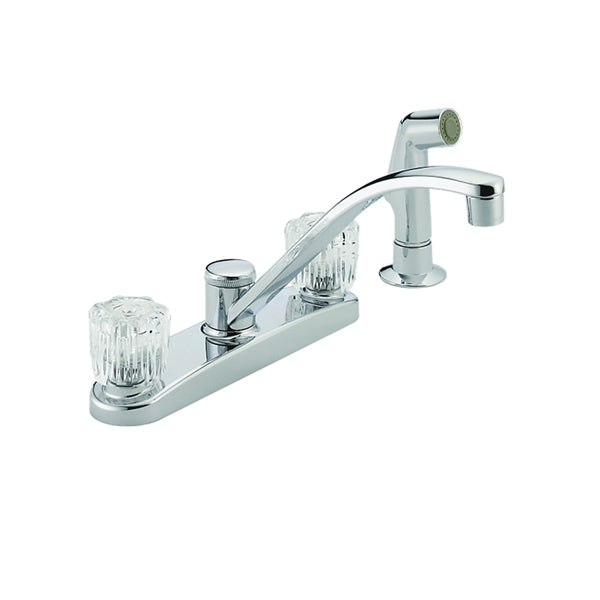 Peerless P299501LF Kitchen Faucet, 1.8 gpm, 2-Faucet Handle, Chrome Plated, Deck Mounting, Knob Handle, Swivel Spout