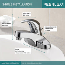 Load image into Gallery viewer, Peerless P136LF Bathroom Faucet, 1.2 gpm, 1-Faucet Handle, Metal, Chrome Plated, Lever Handle, Standard Spout
