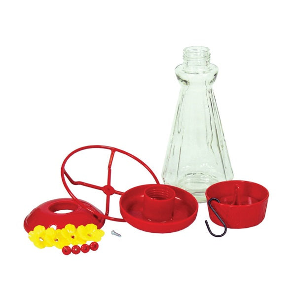 Stokes Select Royal 38135 Bird Feeder, 28 oz, 4-Port/Perch, Glass/Plastic, Red, 10-3/4 in H