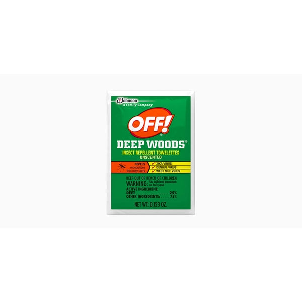 OFF! Deep Woods 54996 Insect Repellent Towelette, 12 CT Pack, Liquid, Clear/White, Alcohol