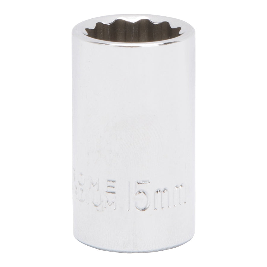 Vulcan MT6529861 Drive Socket, 15 mm Socket, 1/2 in Drive, 12-Point, Chrome Vanadium Steel, Chrome
