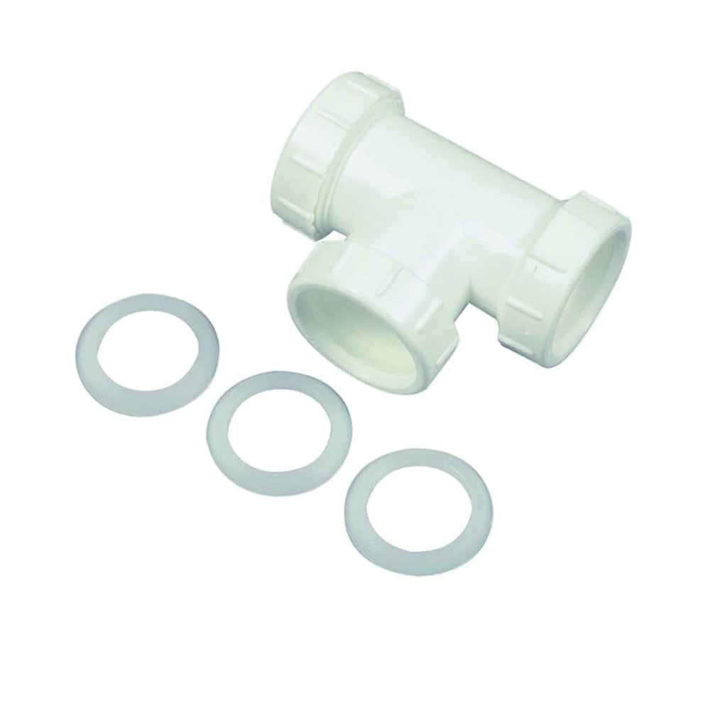 Danco 94038 Pipe Tee, 1-1/2 in, Slip-Joint, Plastic, White