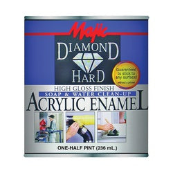 Majic Paints Diamondhard 8-1500 Series 8-1500-4 Enamel Paint, Gloss, White, 0.5 pt, Can, Water Base