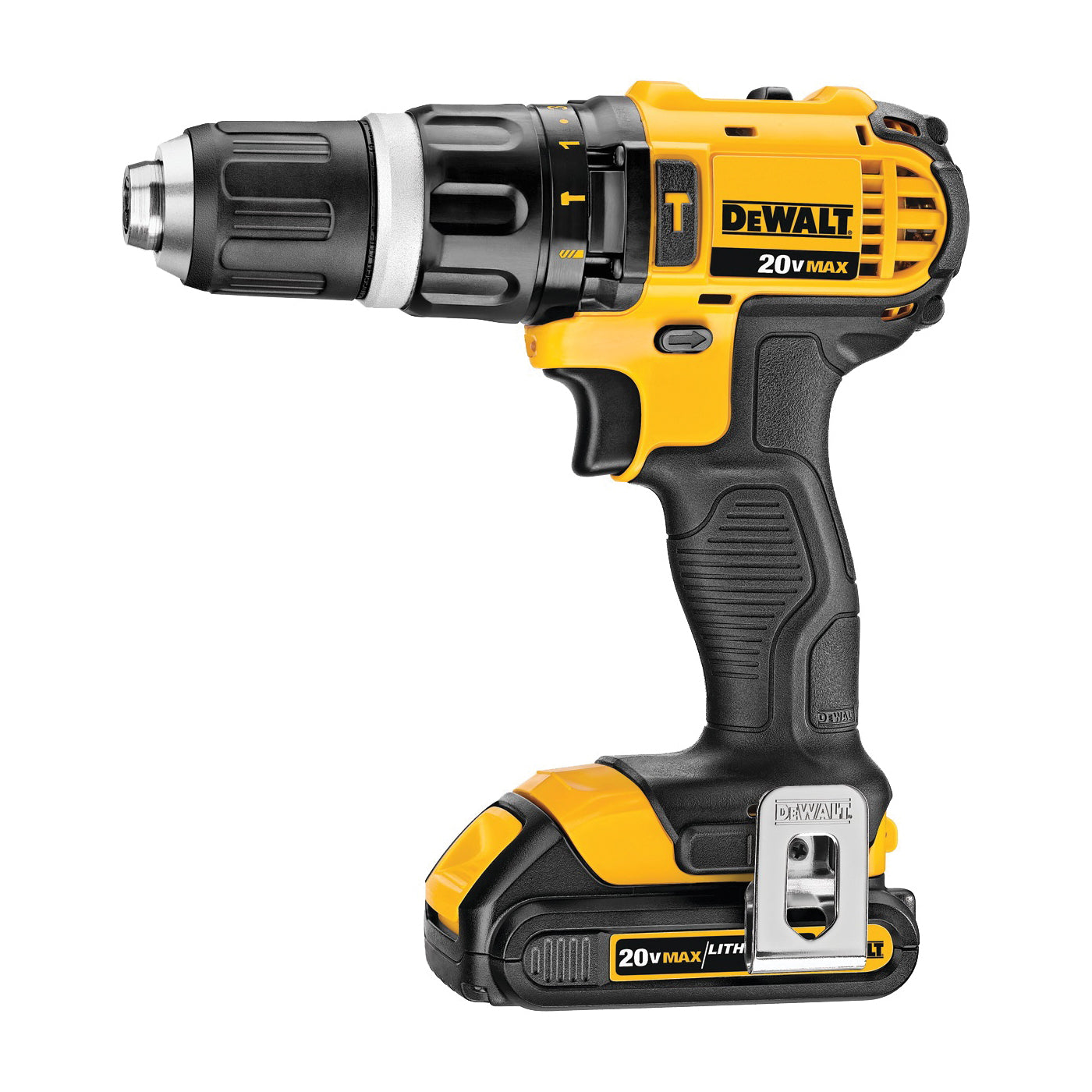 DeWALT DCD785C2 20V Max Compact Hammerdrill Kit (Includes (2) 20V Max 1.5ah Batteries, Charger, Belt Hook, and Contractor Bag)