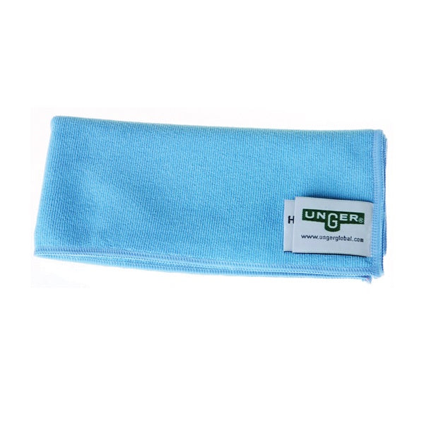 Professional Unger MF40B Wiping Cloth, 16 in L, 15 in W, Microfiber, Blue