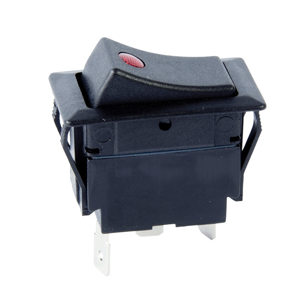 GB GSW GSW-49 Rocker Switch, 10/20 A, 125/250 V, SPST, 0.83 x 1.45 in Panel Cutout, Nylon Housing Material, Black