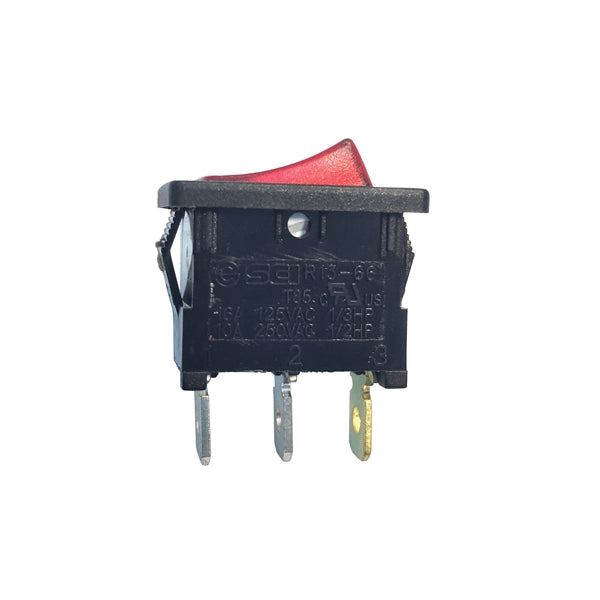 GB GSW GSW-48 Rocker Switch, 10/13 A, 125/250 V, SPST, 0.52 x 0.77 in Panel Cutout, Nylon Housing Material, Black