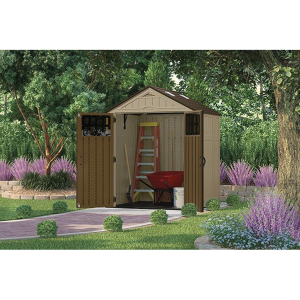 Suncast BMS6510 Modern Shed, 201 cu-ft Capacity, 6 ft 2-3/4 in W, 5 ft 5-1/4 in D, 7 ft 8-3/4 in H, Resin