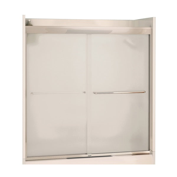 MAAX Aura 135661-981-084 Bathtub Door, Semi Frame, Mistelite Glass, Bypass/Sliding Door, 1/4 in Glass