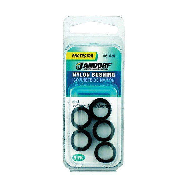 Jandorf 61434 Conduit Bushing, Nylon, Black, 3/8 in Dia Panel Hole, 1/4 in Thick Panel