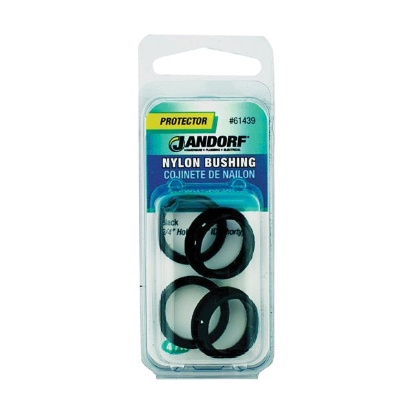 Jandorf 61439 Conduit Bushing, Nylon, Black, 5/8 in Dia Panel Hole, 0.406 in Thick Panel