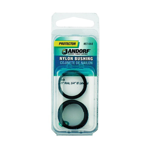 Jandorf 61444 Conduit Bushing, Nylon, Black, 3/4 in Dia Panel Hole, 1/4 in Thick Panel