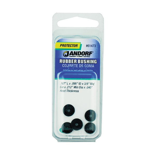 Jandorf 61473 Conduit Bushing, 0.095 in Dia Cable, Rubber, Black, 0.04 in Thick Panel