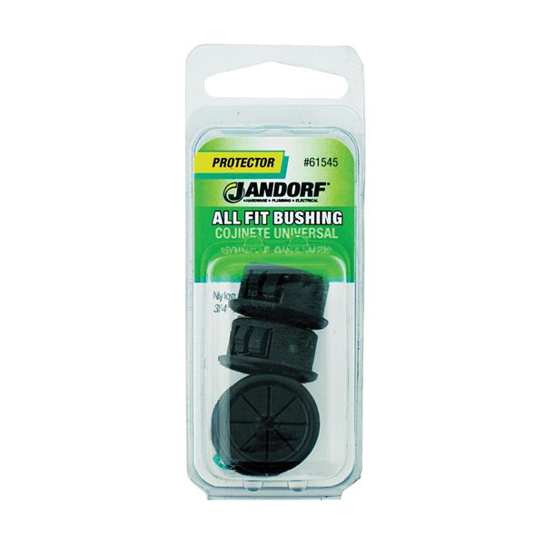 Jandorf 61545 Conduit Bushing, 1/2 in Dia Cable, Nylon, Black, 3/4 in Dia Panel Hole