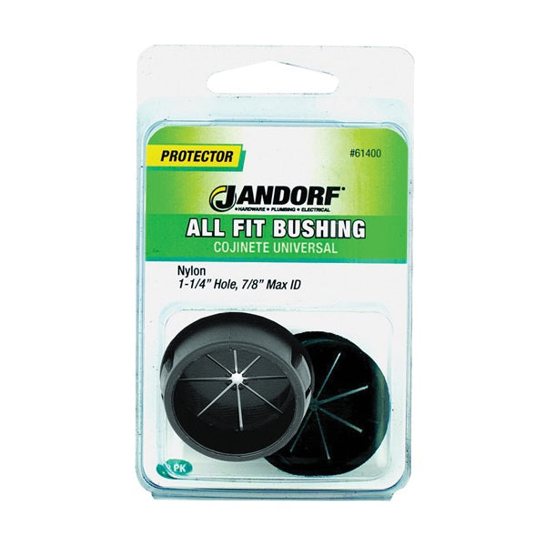 Jandorf 61400 Conduit Bushing, 7/8 in Dia Cable, Nylon, Black, 1-1/4 in Dia Panel Hole, 0.453 in Thick Panel