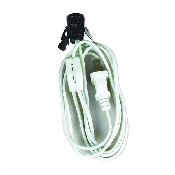 Jandorf 60138 Lamp Socket/Switch, 18 ga Wire, White Sheath