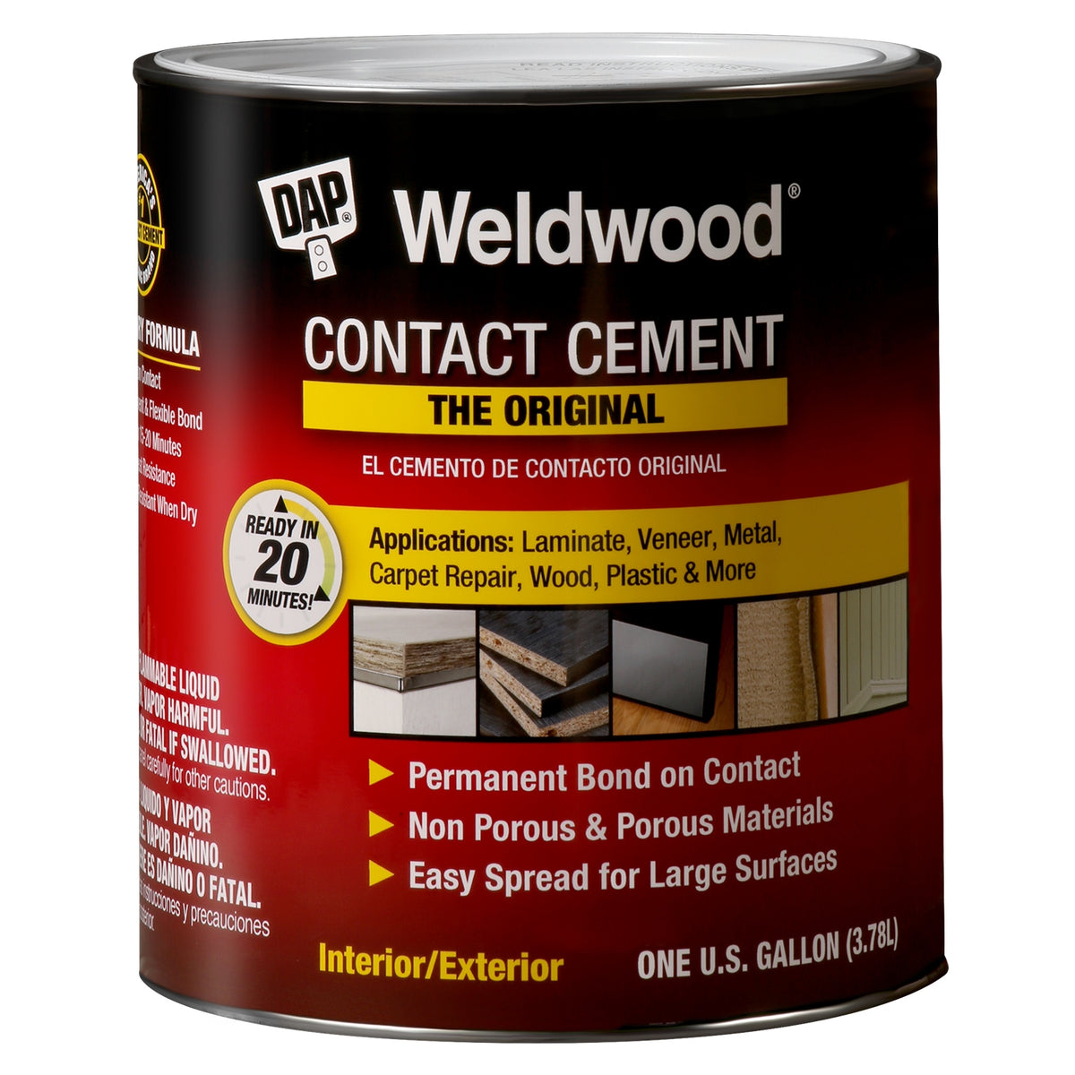 WELDWOOD 00273 Contact Cement, Liquid, Strong Solvent, Tan, 1 gal Can