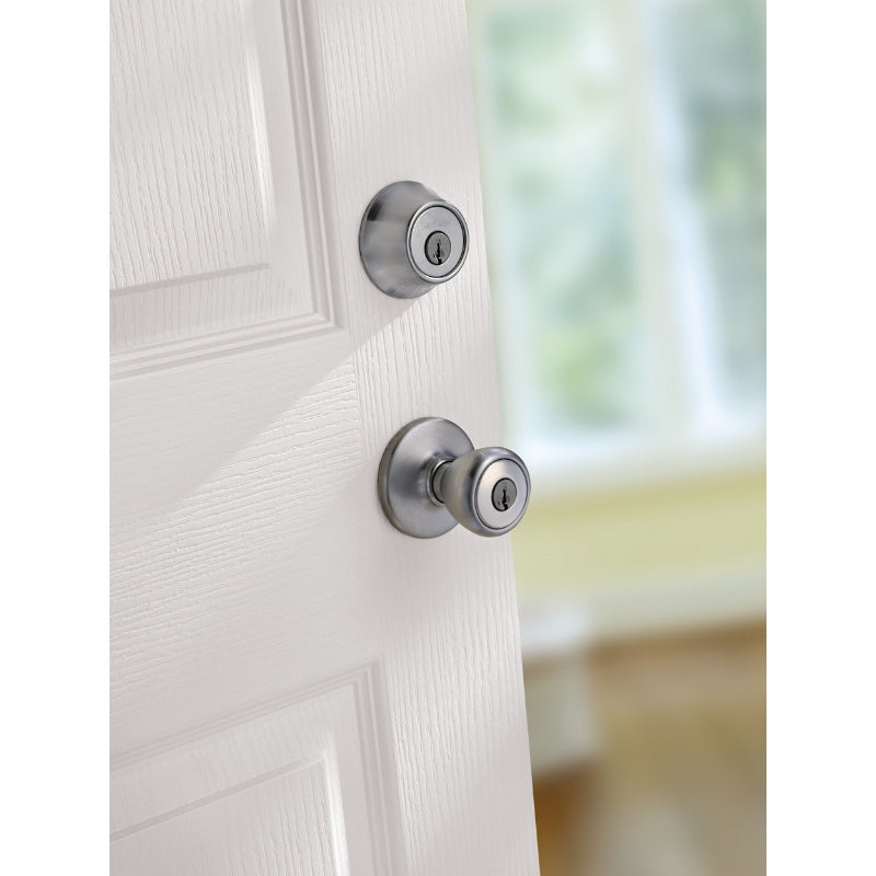 Kwikset 690T26DCP6ALRCSK6 Knob Lockset, 3 Grade, Keyed Key, Satin Chrome, 2-3/8 x 2-3/4 in Backset, K6 Keyway