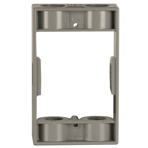 HUBBELL 5400-0 Extension Adapter, 5-1/4 in L, 3-1/2 in W, 1 -Gang, 6 -Knockout, Die-Cast Aluminum, Gray