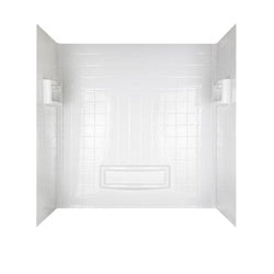 Peerless Distinction 39094-HD Bathtub Wall Set, 31-1/4 in L, 55-3/4 to 60 in W, 60 in H, Polycomposite, Tile Wall, White