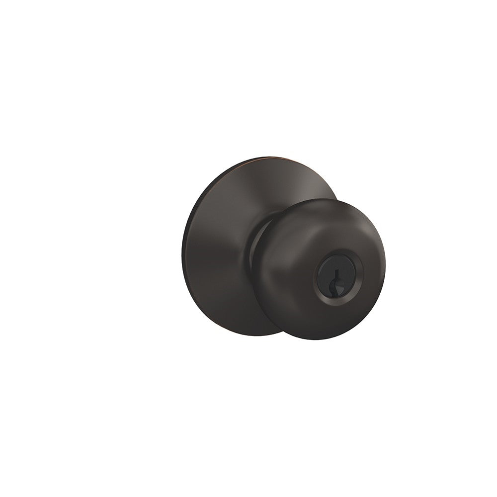 Schlage Plymouth Series F51A PLY716 Keyed Entry Knob, Solid Brass/Zinc, Aged Bronze