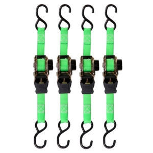 SmartStrap 468 Tie-Down, 1 in W, 6 ft L, Green, 500 lb, S-Hook End Fitting, Steel End Fitting