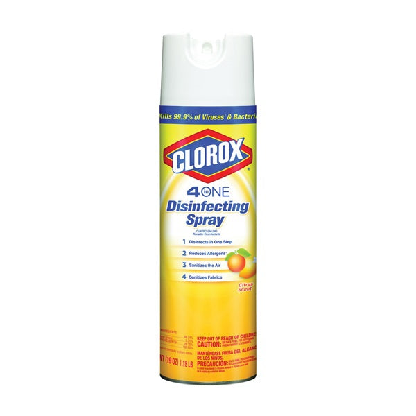Clorox 31133 Disinfecting Spray, 19 oz, Liquid, Citrus, Clear