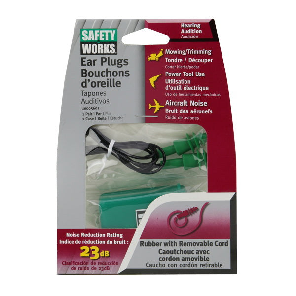 SAFETY WORKS SWX00353 Ear Plugs, 23 dB NRR, Rubber Ear Plug